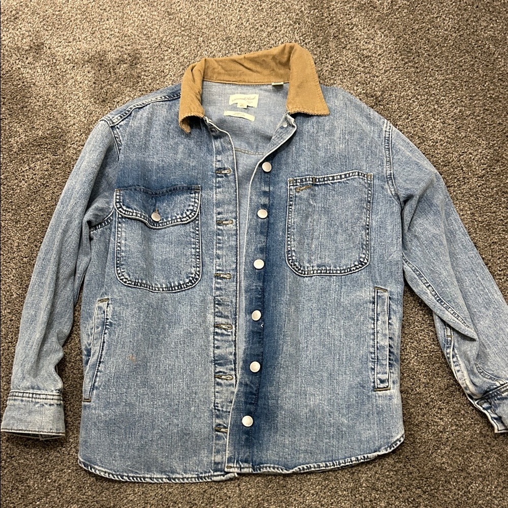 Universal Thread Denim Jacket with Brown Collar *… - image 1